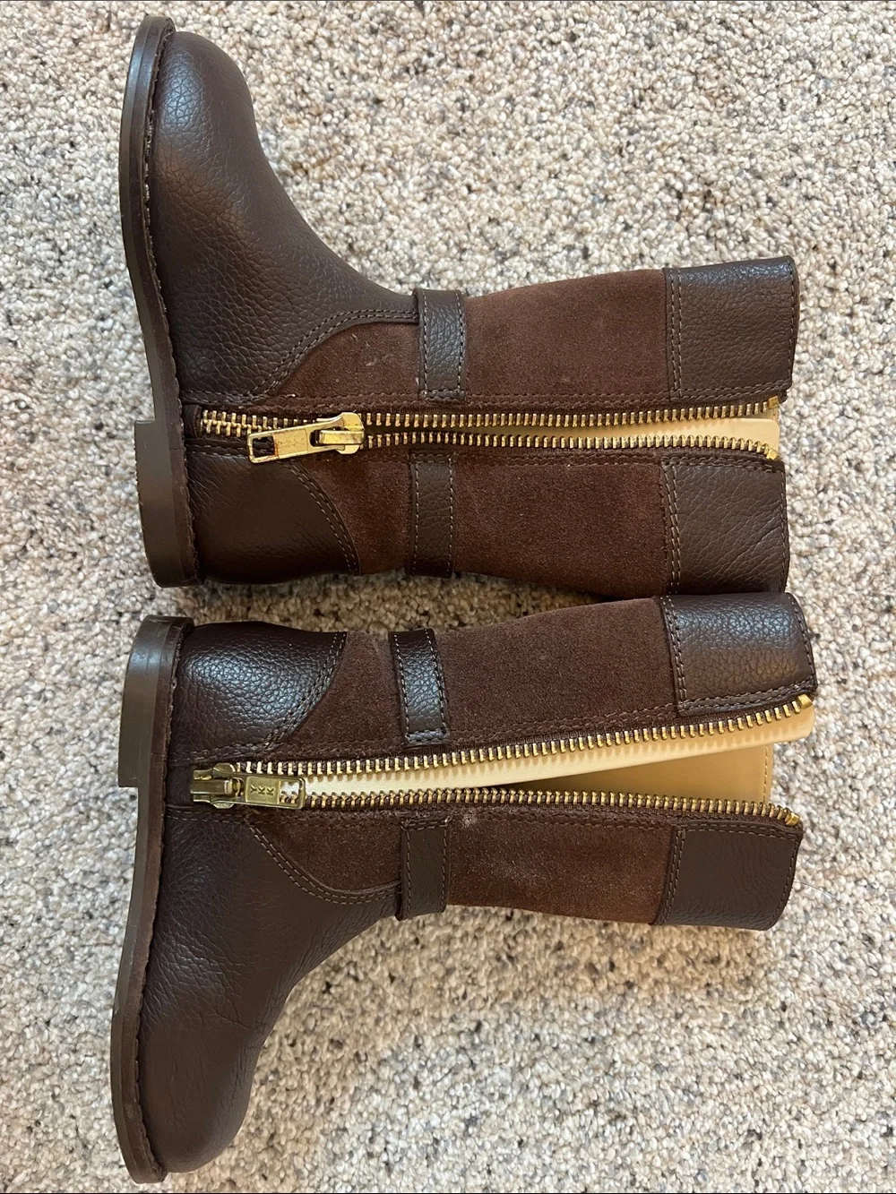 Janie and Jack Brown Leather & Suede Girls Boots with Tan Mary Jane Flats